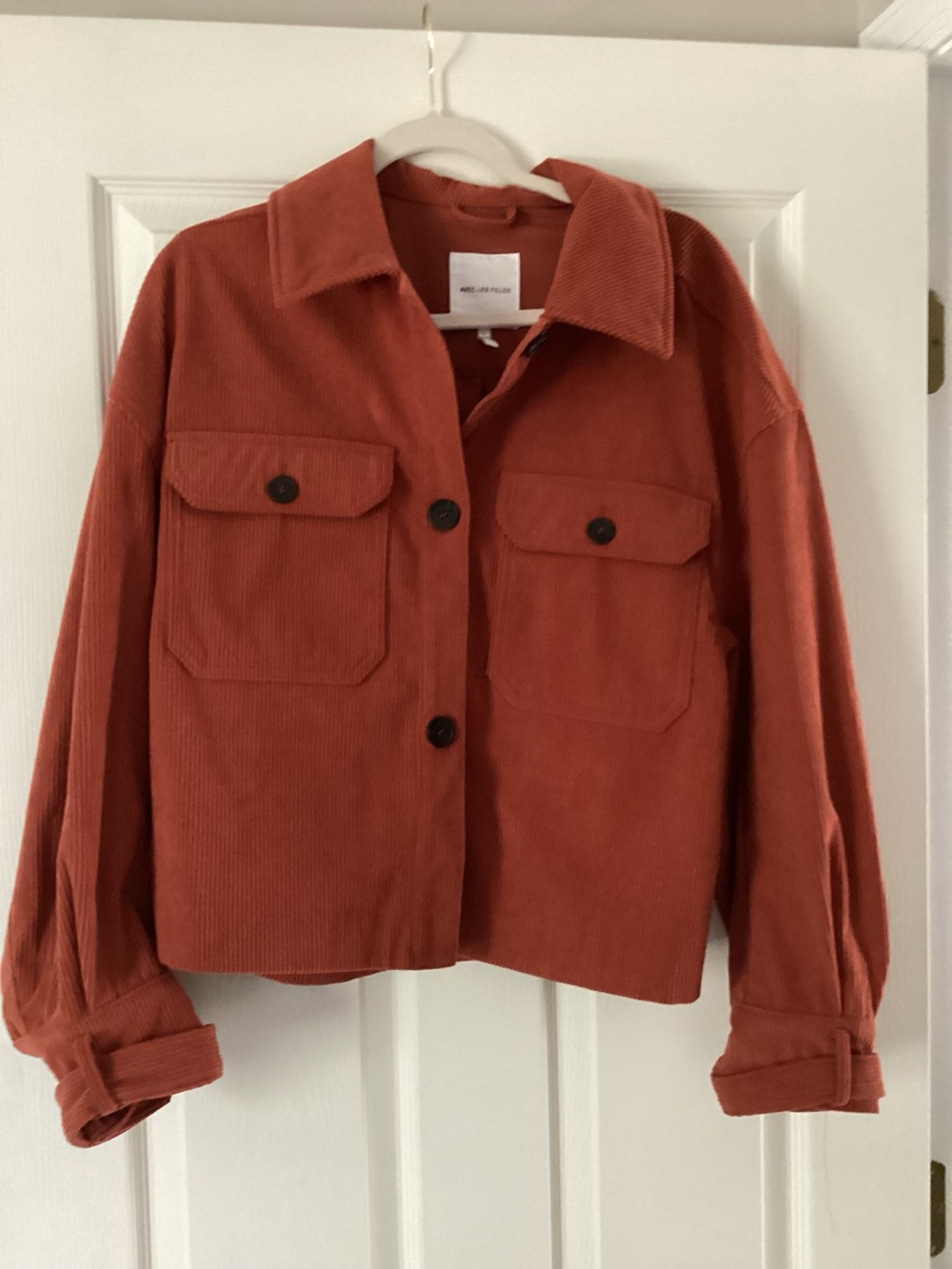 Avec Les Filles Rust Corduroy Shacket Jacket